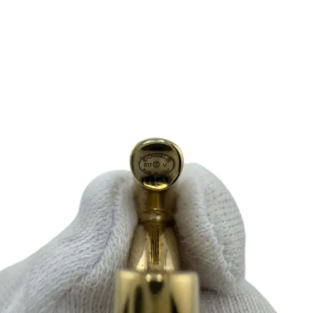CHANEL Authentic Gold Logo Earrings